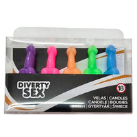 DIABLO PICANTE - BOÎTE DE 5 BOUGIES EN FORME DE PÉNIS DE DIFFÉRENTES COULEURS