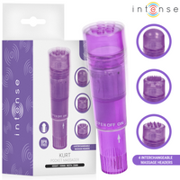 INTENSE - MINI MASSEUR KURT AVEC 4 TÊTES INTERCHANGEABLES VIOLETTE