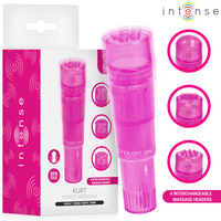 INTENSE - MINI MASSEUR KURT AVEC 4 TÊTES INTERCHANGEABLES ROSE