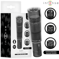 INTENSE - MINI MASSEUR KURT AVEC 4 TÊTES INTERCHANGEABLES NOIR