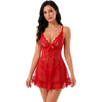 LIVCO CORSETTI FASHION - ENSEMBLE NUIT T-SHIRT + CULOTTE ROUGE 2028 L/XL
